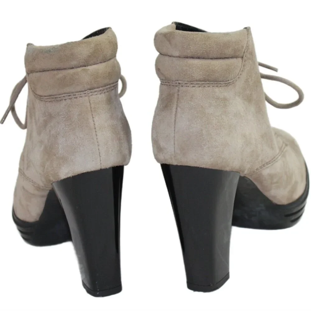 Hogan Catawiki Sand Suede Lace-Up Heeled Ankle Boot, Size 36.5 (US 6.5)